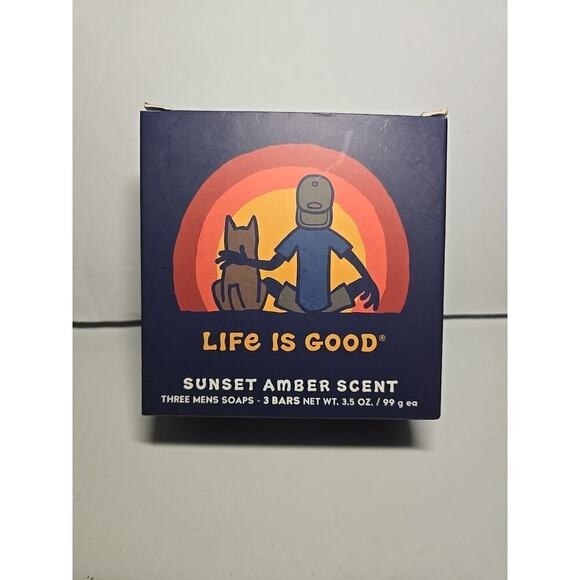 LIFE IS GOOD Men's Bar Soap 3.5 oz - Sunset Amber Scent 3 Bars Made In The USA - Picture 2 of 9